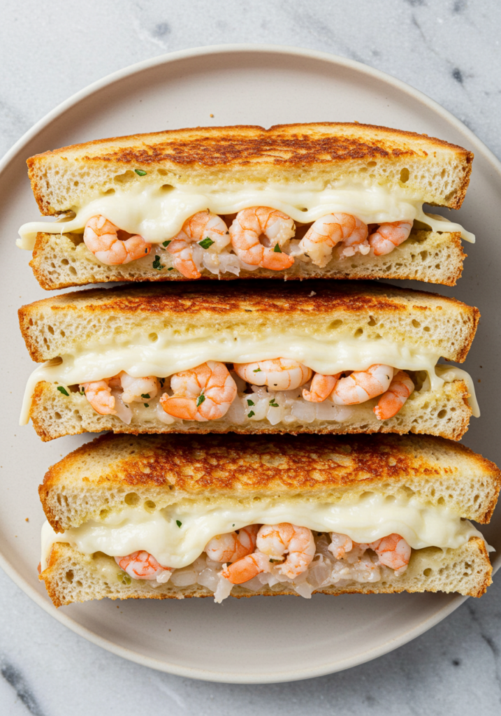 Cheesy Garlic Bread Shrimp Grilled Cheese