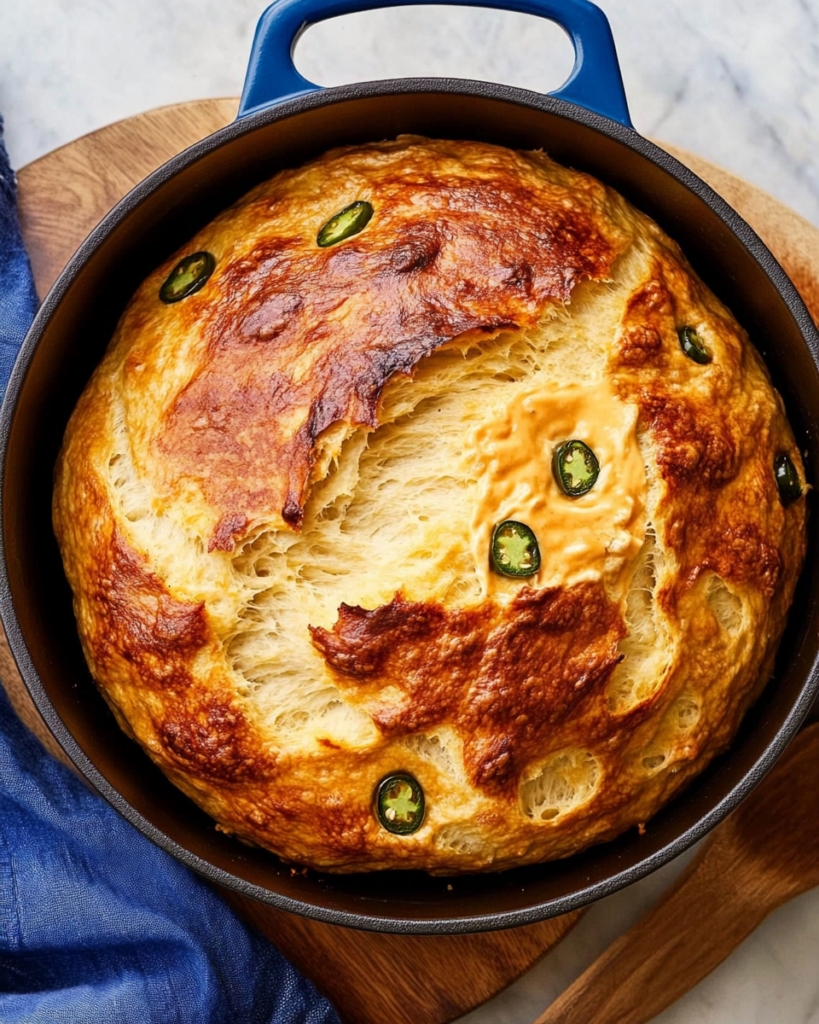 Homemade Jalapeño Cheddar Dutch Oven Bread