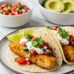 Fried Fish Tacos with Red Onion-Tomato Salsa