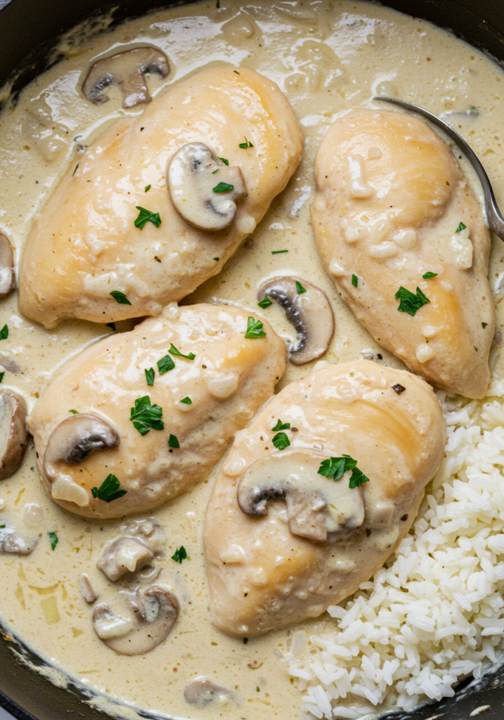 Creamy Smothered Chicken and Rice