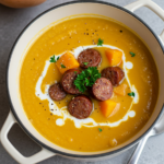 Creamy Butternut Squash and Beef Sausage Soup