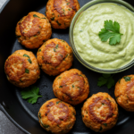 Baked Salmon Meatballs with Creamy Avocado Sauce