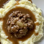 Ground Beef and Gravy Over Mashed Potatoes