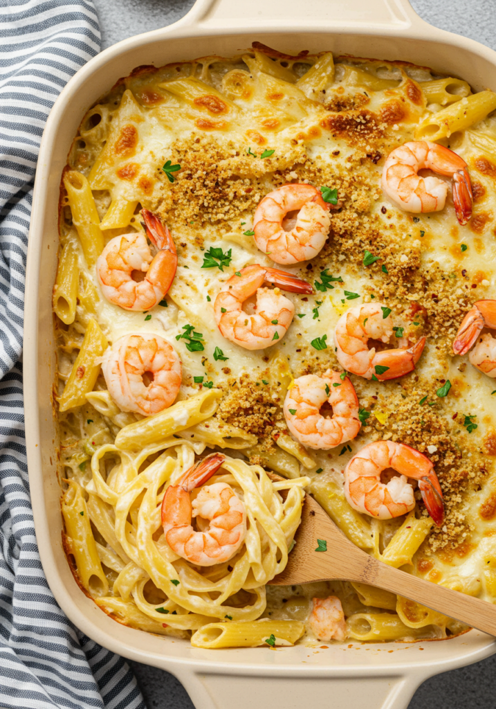 Shrimp Scampi Pasta Bake