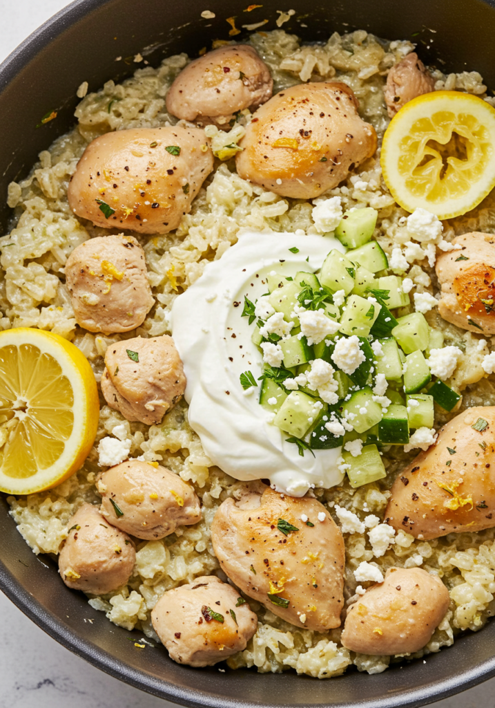 Dump-and-Bake Chicken Tzatziki with Rice