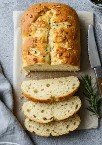 Rustic No Knead Rosemary Garlic Bread