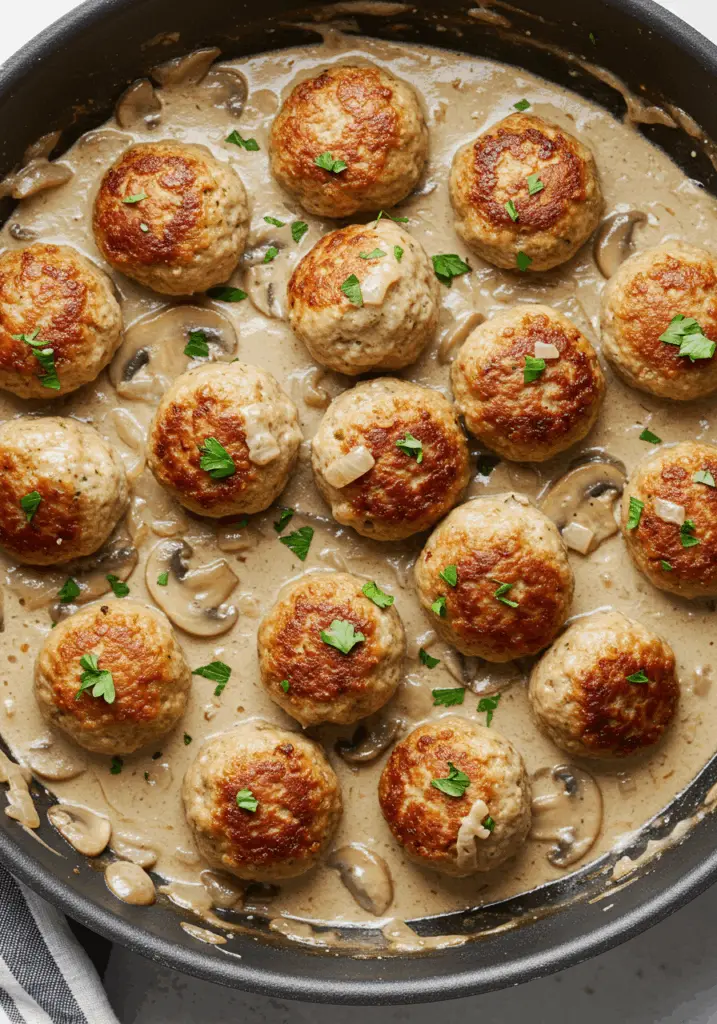 Creamy Mushroom Chicken Meatballs