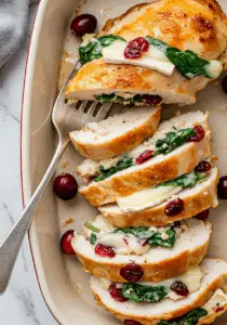 Cranberry & Spinach Stuffed Chicken Breasts with Brie