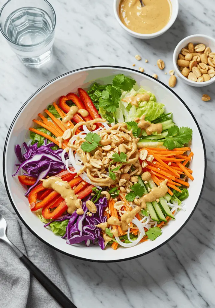 Spring Roll Salad with Peanut Dressing