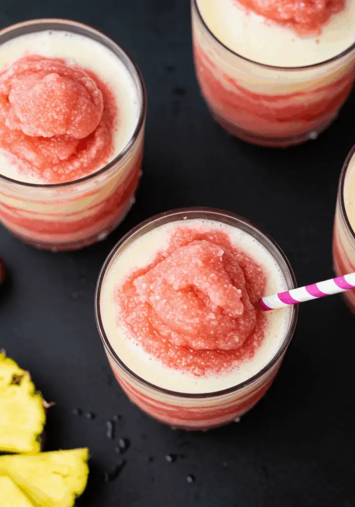 Pineapple Strawberry Swirled Slushies
