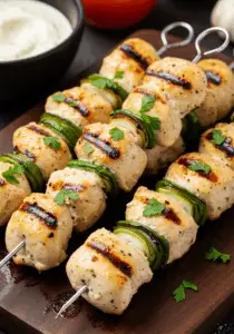Grilled Ranch Garlic Parmesan Chicken Skewers