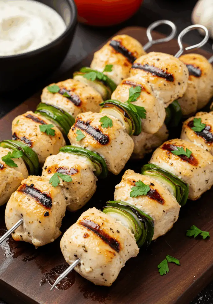 Grilled Ranch Garlic Parmesan Chicken Skewers