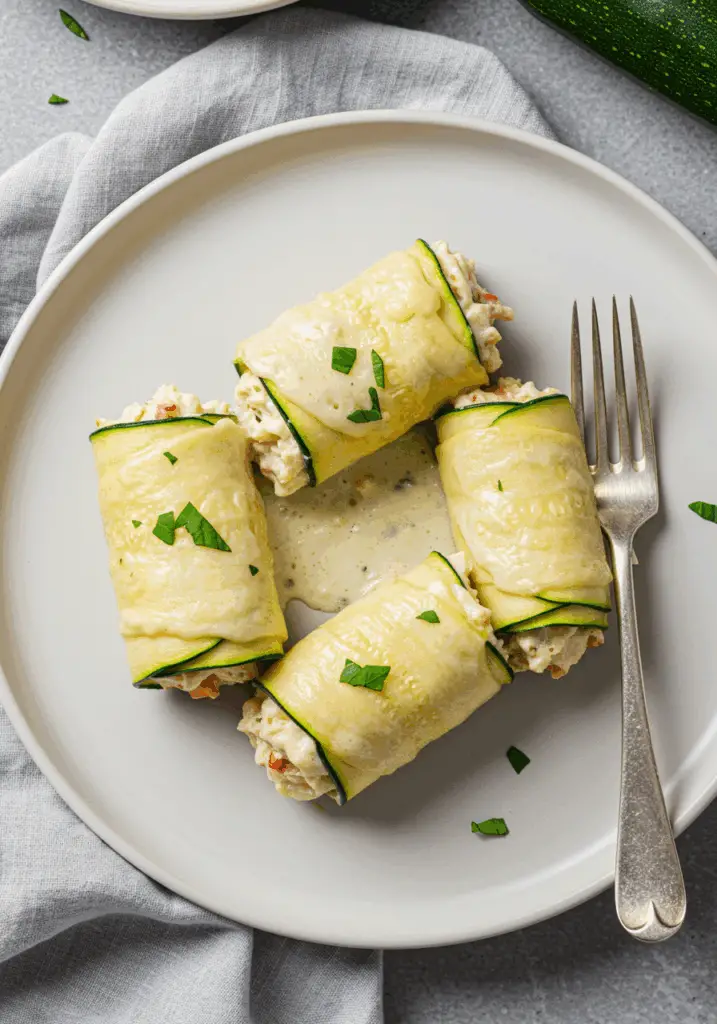 Zucchini Chicken Alfredo Roll Ups