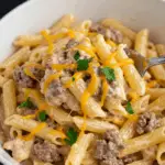 Loaded Cheeseburger Alfredo Pasta