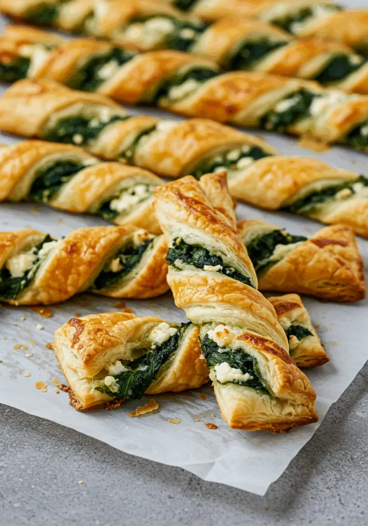 Spinach and Feta Puff Pastry Twists
