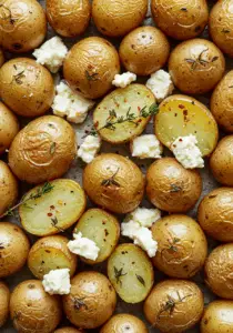 Roasted Potatoes with Baked Feta and Garlic