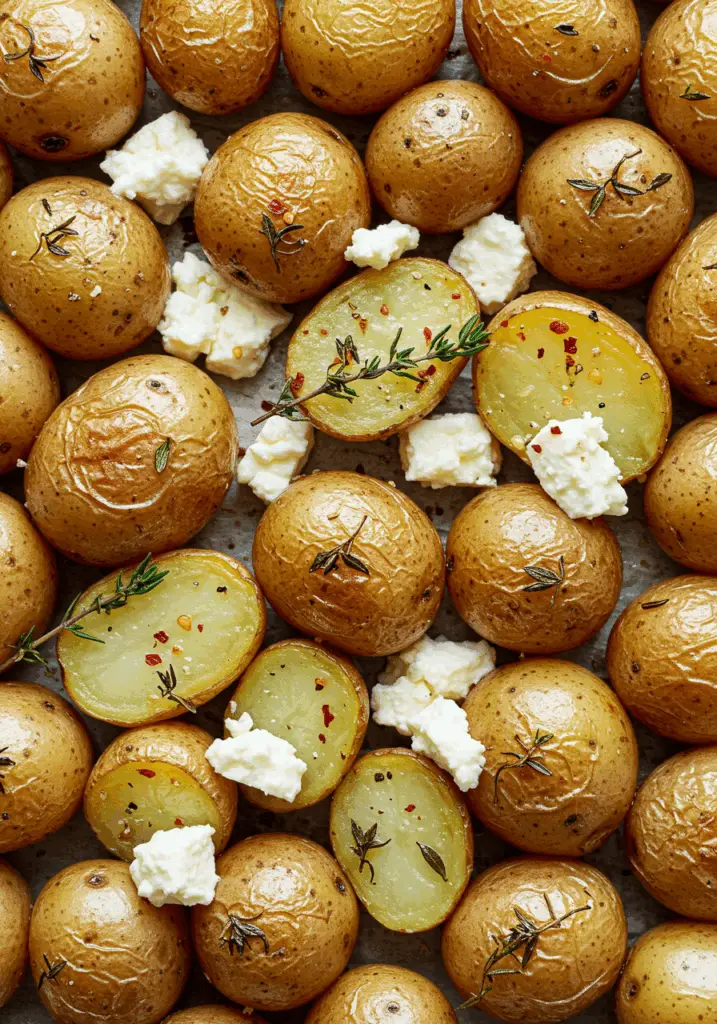 Roasted Potatoes with Baked Feta and Garlic