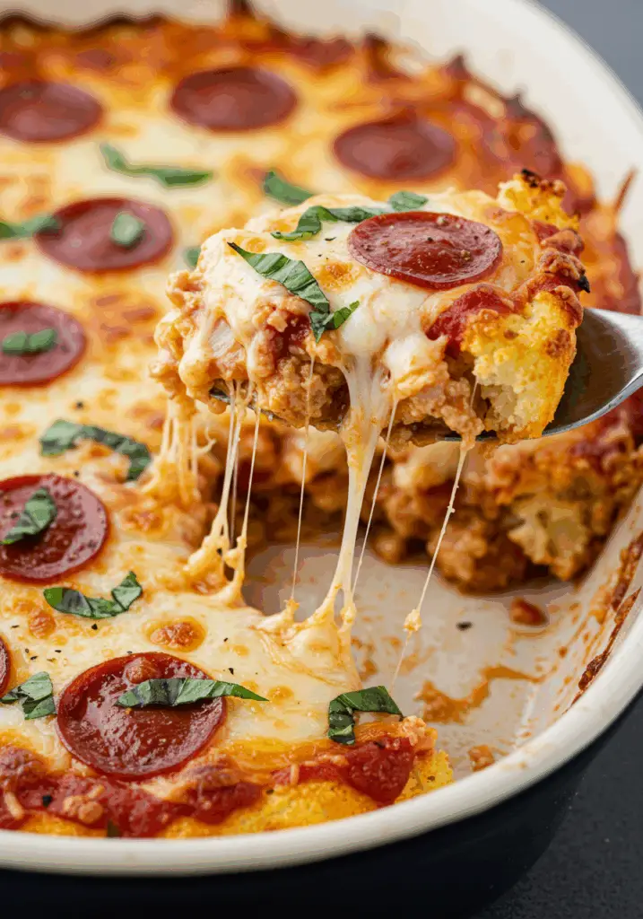 Roasted Cauliflower Pizza Casserole