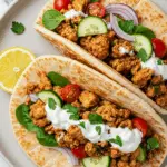 Mediterranean Ground Chicken Pitas