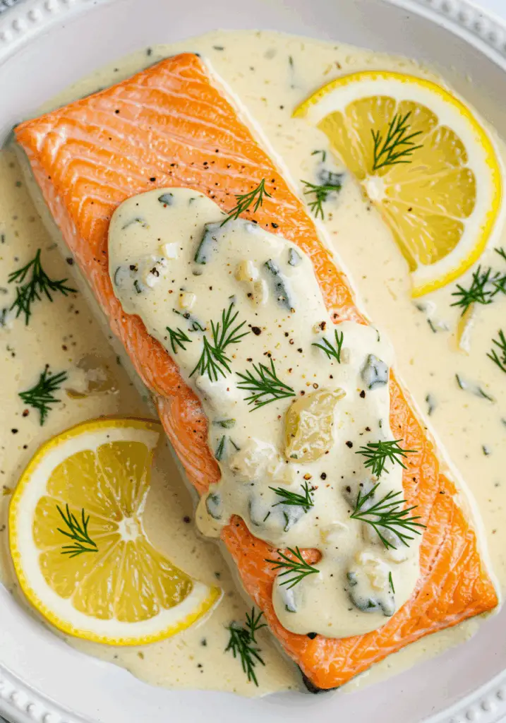 Baked Salmon with Lemon Butter Cream Sauce