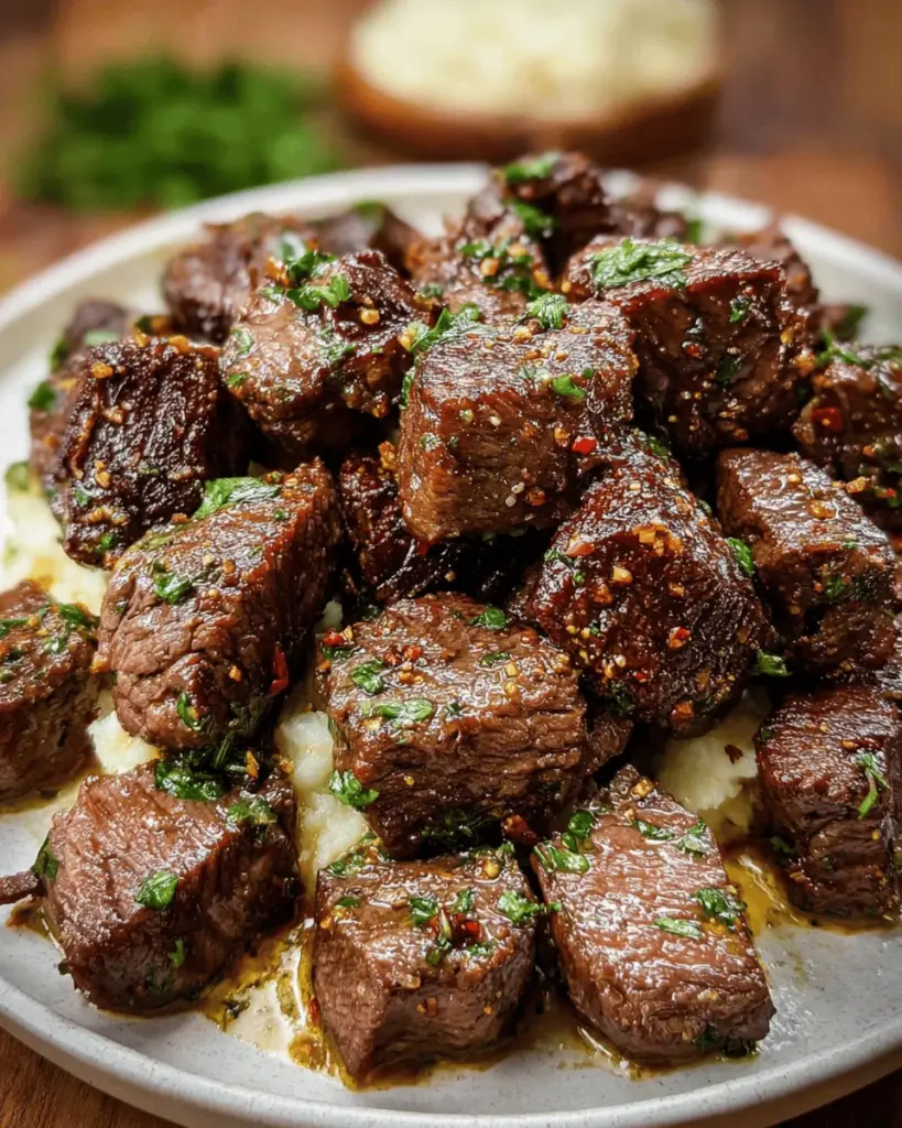 Air Fryer Garlic Butter Steak Bites