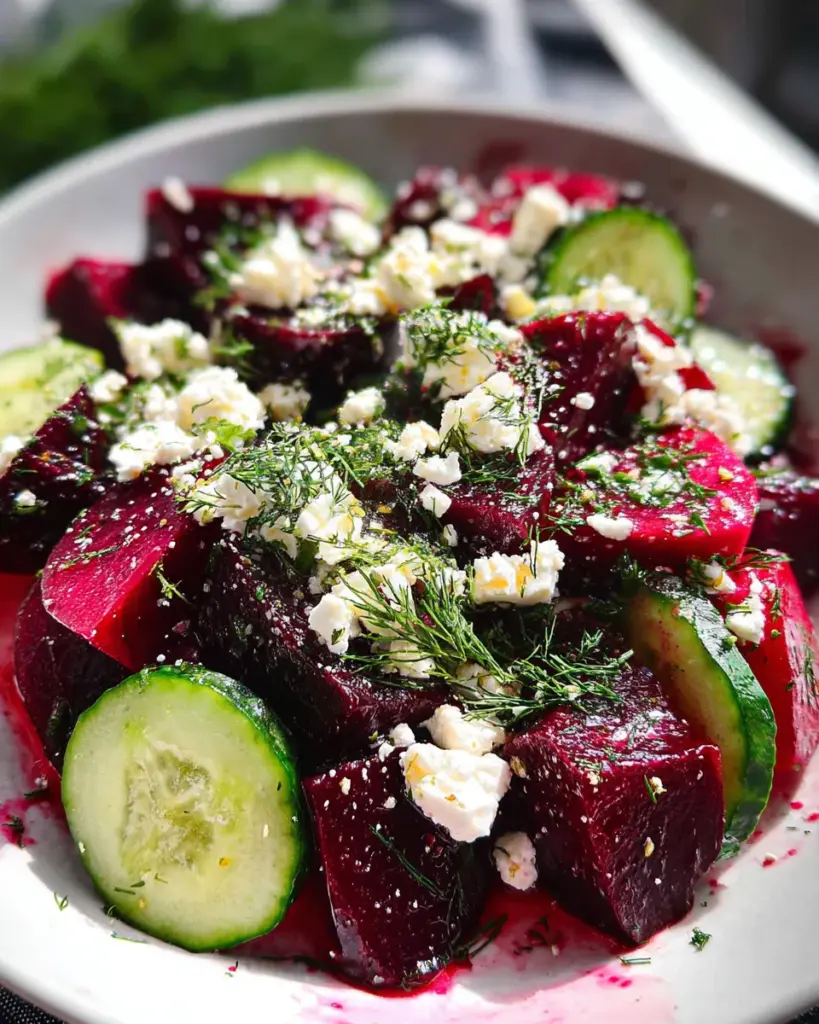 Beet Salad with Feta, Cucumbers, and Dill