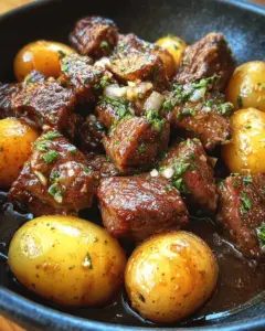 Garlic Butter Beef Bites with Potatoes