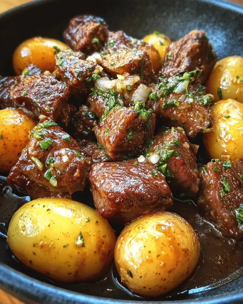 Garlic Butter Beef Bites with Potatoes