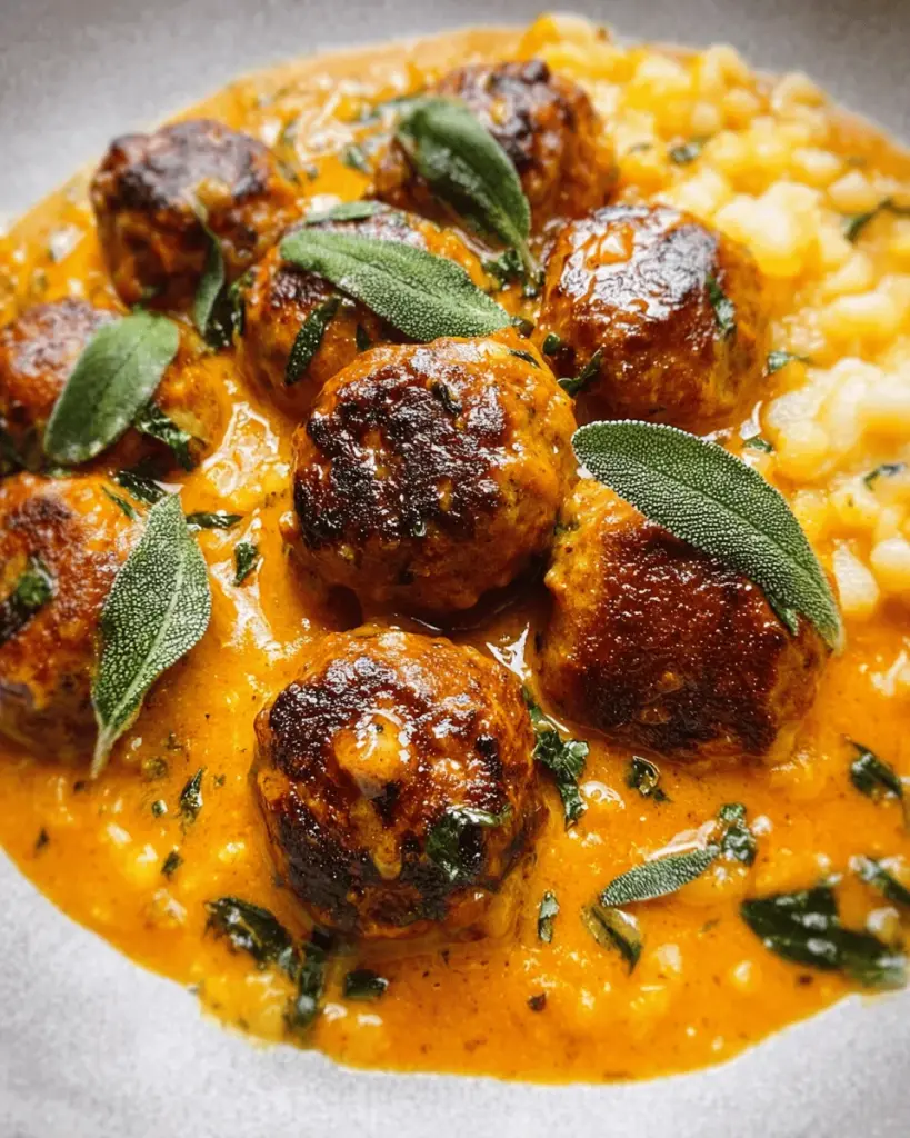 Turkey Meatballs in Pumpkin Sage Sauce