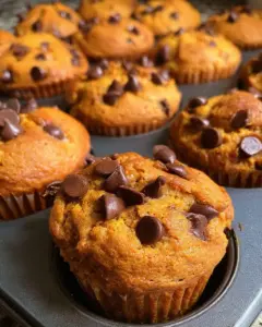 3 Ingredient Chocolate Chip Pumpkin Muffins