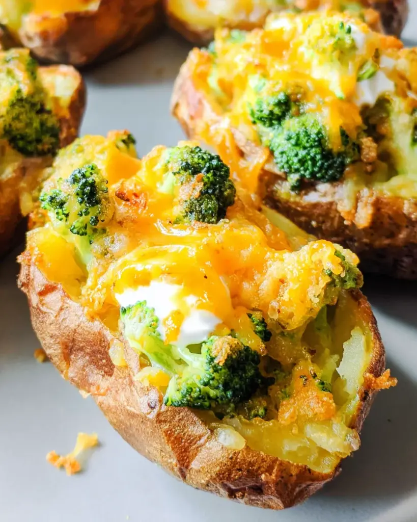 Broccoli and Cheddar Potato Skins
