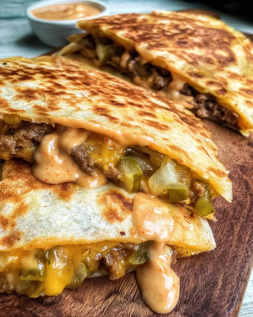 Cheeseburger Quesadillas with Burger Sauce