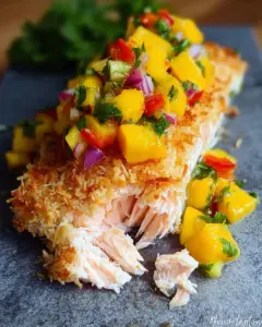 Coconut Crusted Salmon with Mango Pineapple Salsa
