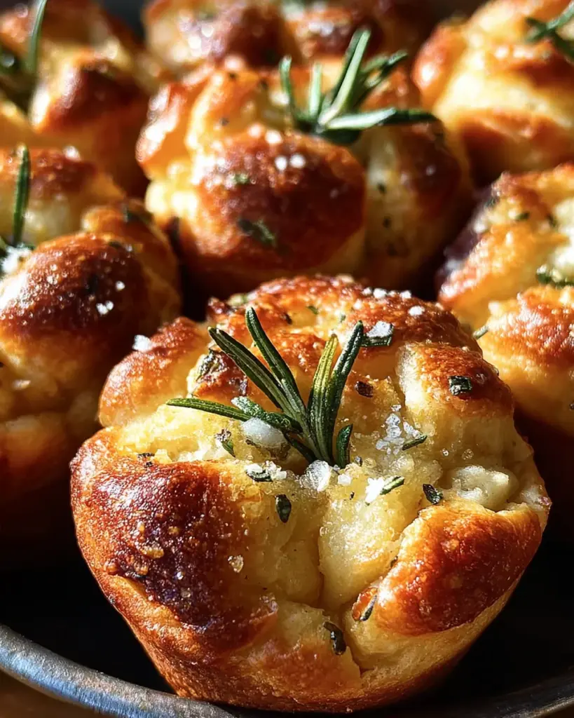 Easy Garlic Rosemary Focaccia Muffins