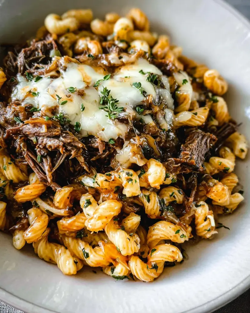 Hearty French Onion Pasta with Braised Beef & Caramelized Onions
