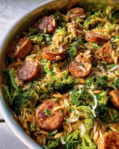 One-Pot Chicken Sausage Orzo With Broccoli