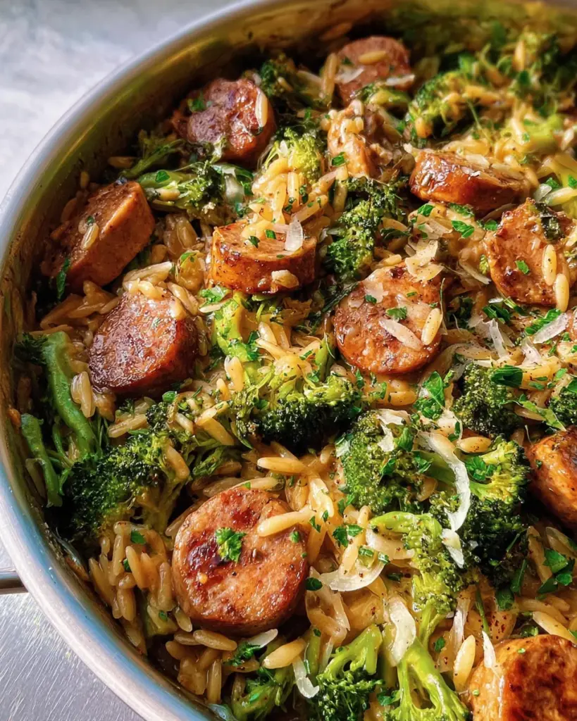 One-Pot Chicken Sausage Orzo With Broccoli