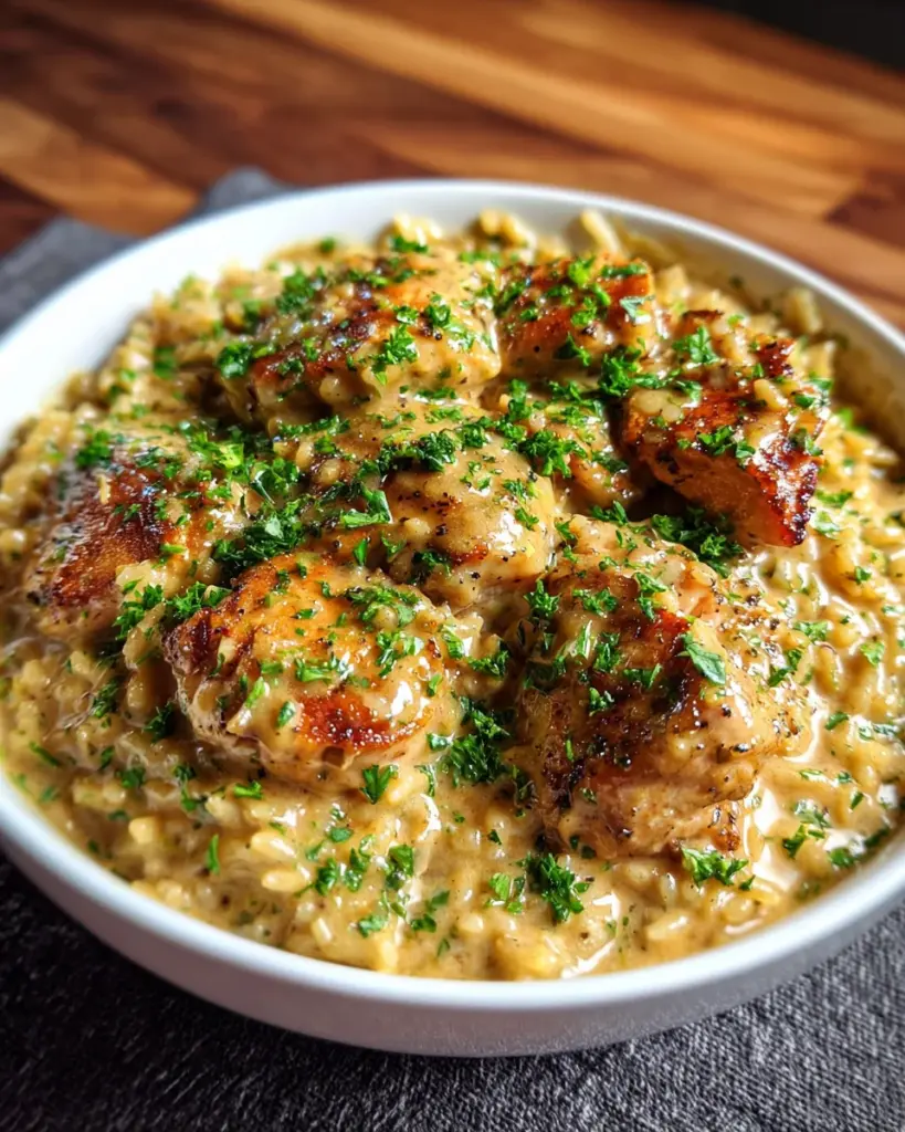 One Pan Smothered Chicken and Rice
