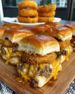Onion Ring Cheeseburger Sliders