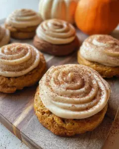 Soft Pumpkin Cookies with Cinnamon Frosting