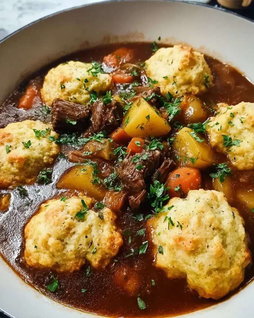 Tasty Beef Stew and Dumplings