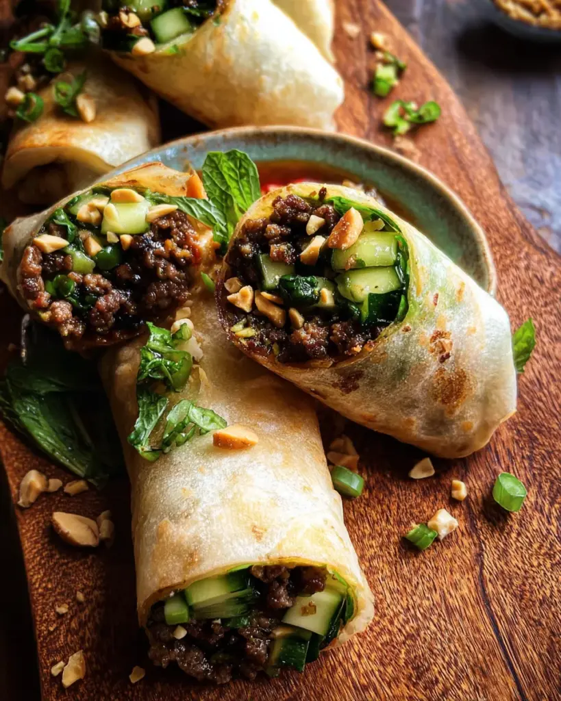 20 Minute Thai Basil Beef Rolls