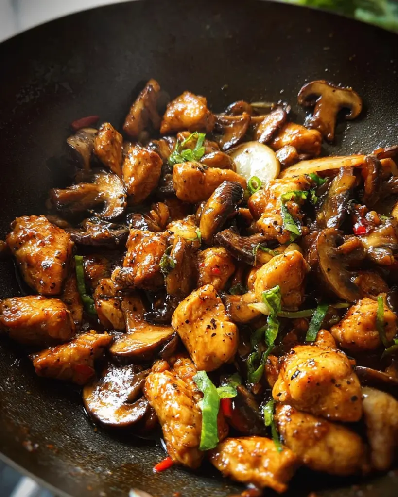 Black Pepper Mushroom Chicken Stir Fry