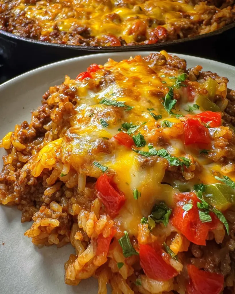 Cheesy Beef Enchilada Rice
