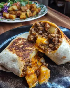 Cheesy Beef and Potato Burritos