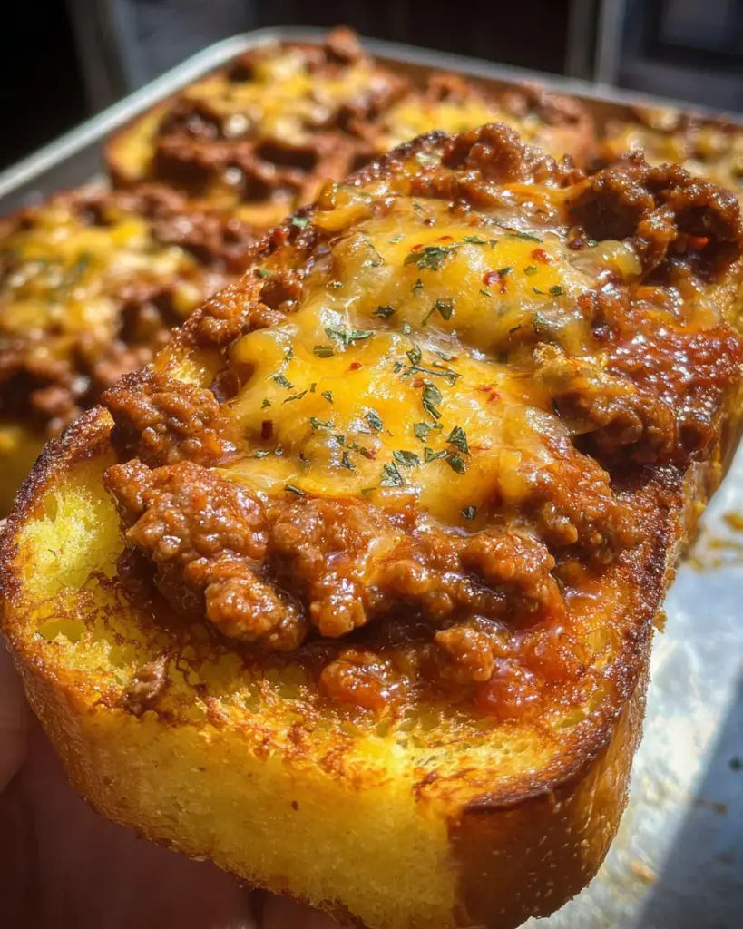 Cheesy Sloppy Joe Garlic Toast