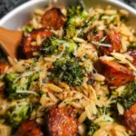 Chicken Sausage, Broccoli, Orzo Skillet