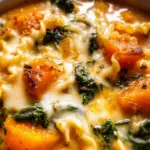 Butternut Squash Lasagna Soup with Kale & Mozzarella