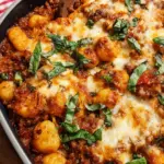 Cheesy Bolognese Gnocchi Bake
