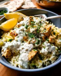 Dump-and-Bake Chicken Tzatziki and Rice